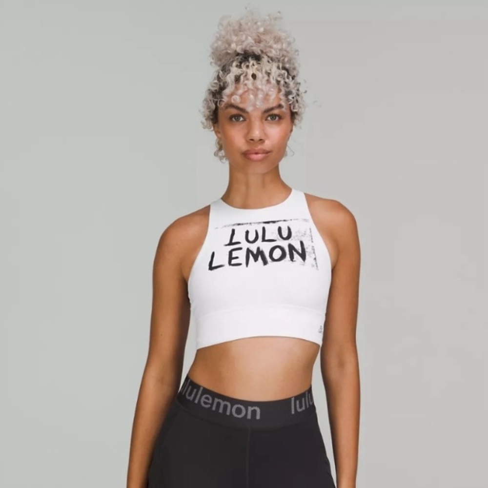 Lululemon Energy High-NeckLongline Bra Ed Curtis - White NWT